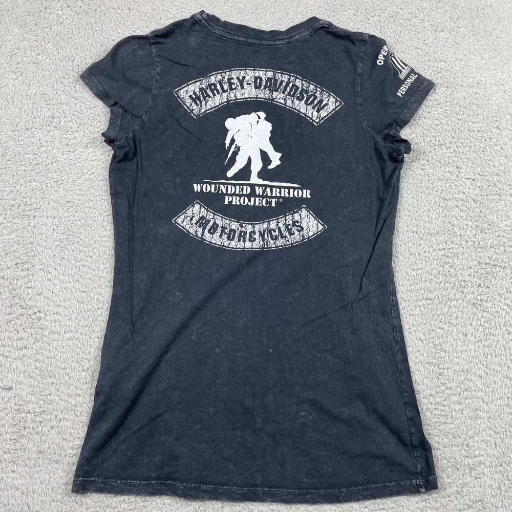 Harley-Davidson Wounded Warrior‎ Project T-Shirt Womens Medium Black Made In USA